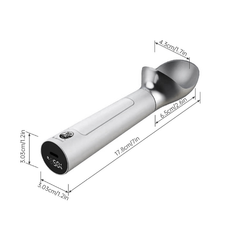 Rechargeable Heated Scoop: Adjustable Temp, Rapid Heat for Ice Cream & More