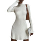 Solid Color Tight Long Sleeved Knitted Dress Women's New Autumn Winter Pullover Elegant Wrap Buttocks Dresses