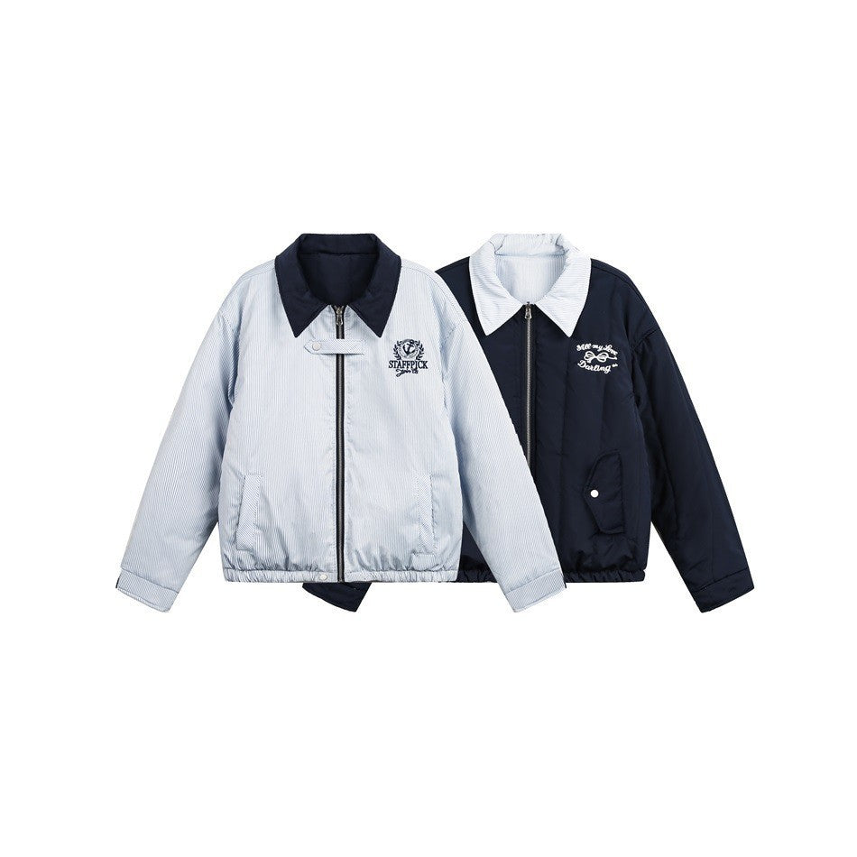 Reversible Puffer Jacket Unisex Thick Cotton Coat