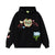 Embroidered and flannel hooded sweatshirt