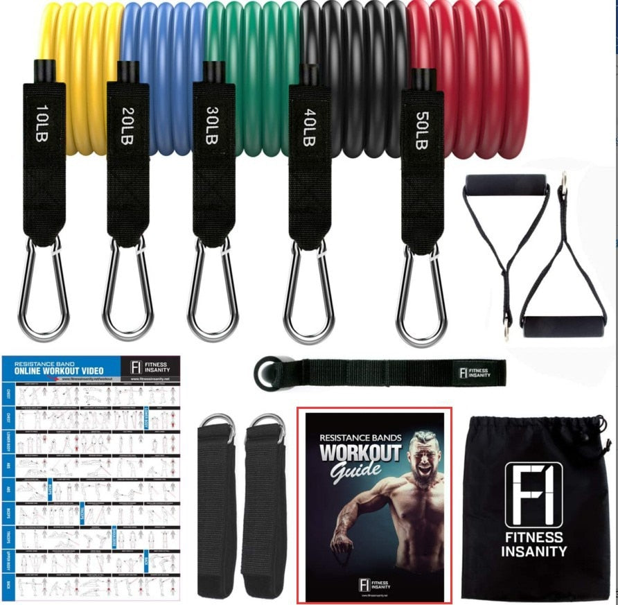 17-Piece Set 150 Lbs Chest Expander Latex Home Training Elastic Band Resistance Bands gym equipment for home bodybuilding