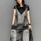 Fashion Women's Jumpsuits Denim Patchwork V-neck Single Breasted Pocket Casual Loose Rompers Summer  New