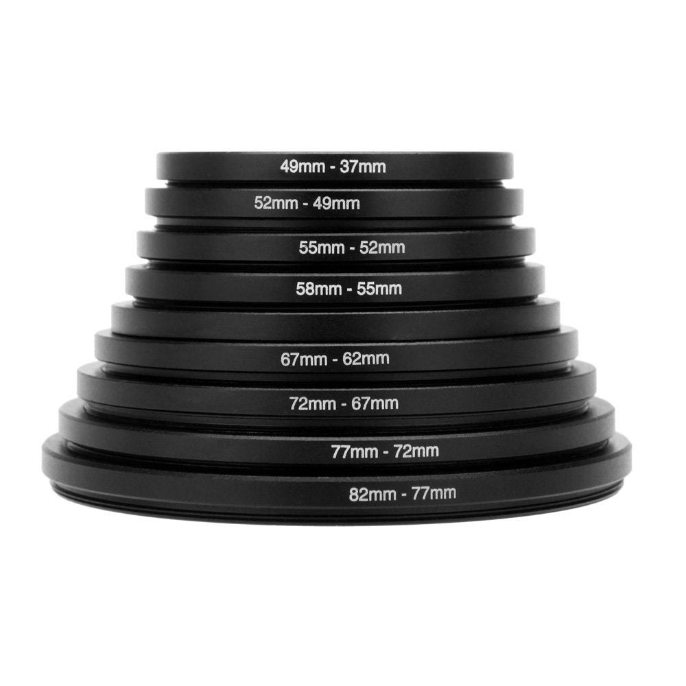 18pcs Camera Lens Filter Step Up & Down Ring Adapter  For All Camera DSLR 37-82 82-37mm Mount Set Kit