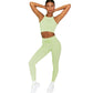 Knitting Fitness Sets Casual Workout Clothes for Women Seamless Double Shoulder Straps Bra Drawstring Push Up Leggings Yoga Suit