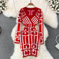 Fancy Women Dress Vintage Knitted Wrap Hips Short Dress Elegant Office Ladies Dresses