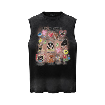 Different dog graffiti vests
