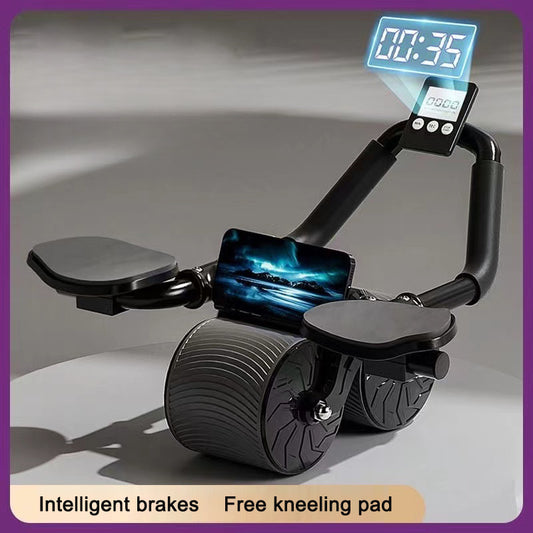 Automatic rebound abdominal compression and abdominal muscle training equipment for both men and women using elbow support rollers