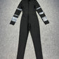 Women Luxury Sexy Long Sleeve Turtleneck Beading Sparkly Black Bandage Jumpsuit  Celebrity Designer High Street Rompers