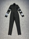 Women Luxury Sexy Long Sleeve Turtleneck Beading Sparkly Black Bandage Jumpsuit  Celebrity Designer High Street Rompers
