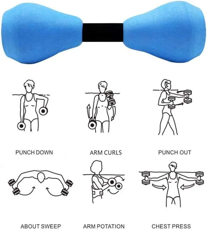 Water Dumbbells Aquatic Exercise Pool Fitness Equipment Blue Foam Water Aerobic Exercise Fitness Equipment