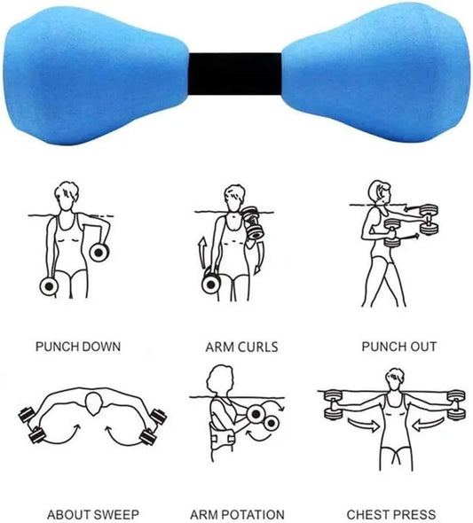Water Dumbbells Aquatic Exercise Pool Fitness Equipment Blue Foam Water Aerobic Exercise Fitness Equipment