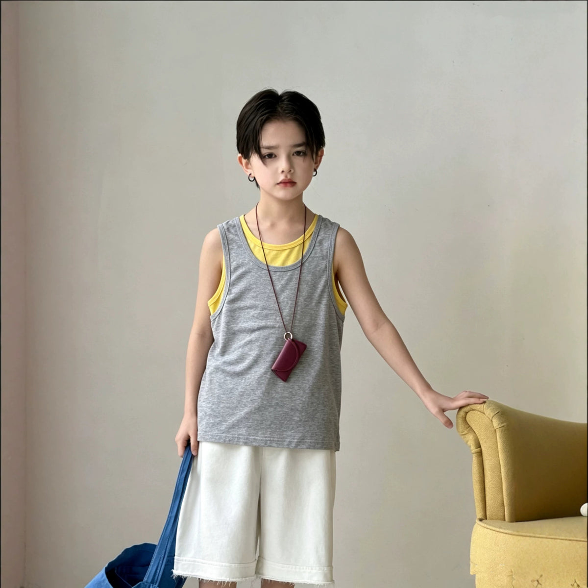 Fake two boys' sleeveless vests