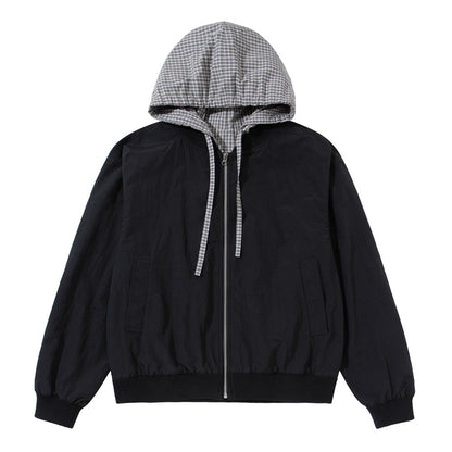 Fake two hooded jackets and jackets