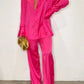 Elegant Satin Women's Matching Sets Casual Long Sleeve Shirt Straight Pants Suit Female  Loose Solid Tops Two Pieces Outfits
