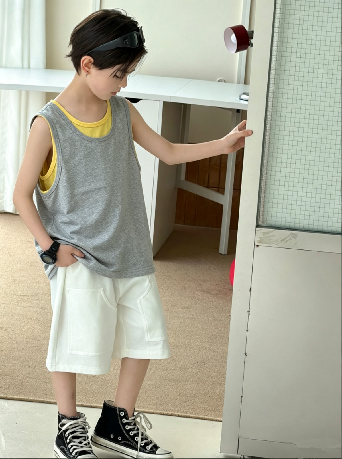 Fake two boys' sleeveless vests