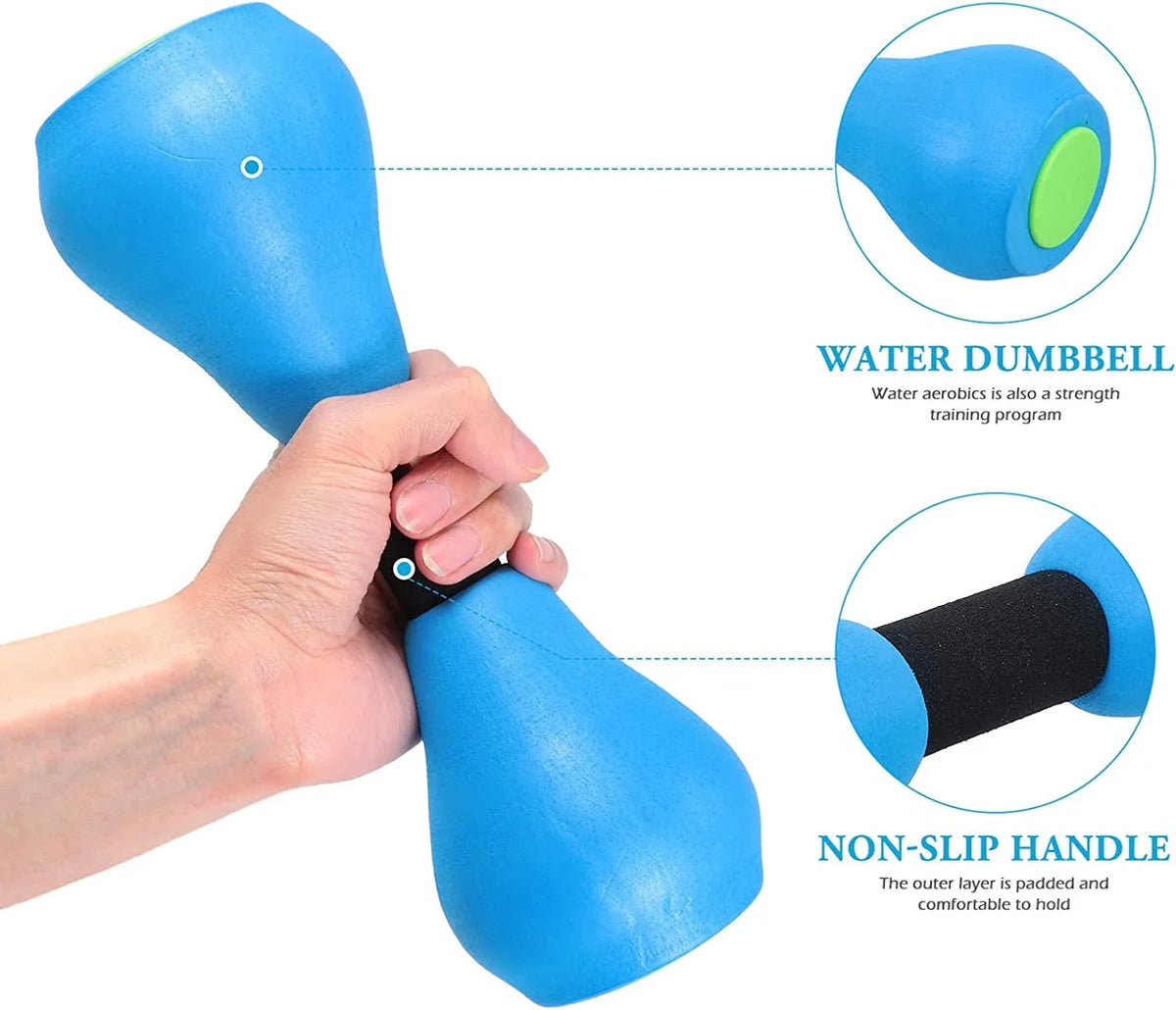 Water Dumbbells Aquatic Exercise Pool Fitness Equipment Blue Foam Water Aerobic Exercise Fitness Equipment