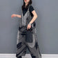 Fashion Women's Jumpsuits Denim Patchwork V-neck Single Breasted Pocket Casual Loose Rompers Summer  New