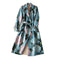 Winter Women Fashion Runway Leather Trench Coats Long Sleeve Sashes Small Floral Print LadyLoose Coats Overcoat
