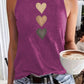 Three heart-shaped printed vests