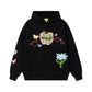 Embroidered and flannel hooded sweatshirt