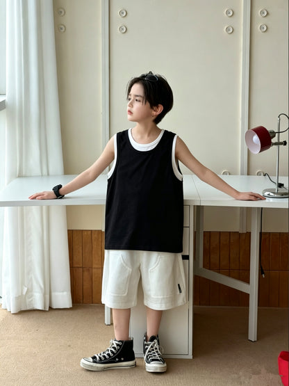 Fake two boys' sleeveless vests