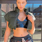 Fashion Solid PU Zip Up Puffer Vest Cropped Jackets Streetwear Casual Clothes Y2K Accessories Autumn Winter Women