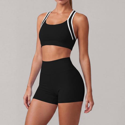 Fitness Bra with Back Straps, Color-blocked Slimming Sports Bra, Shock-absorbing Athletic Top, Versatile Yoga Workout Set for Women