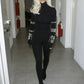 Women Luxury Sexy Long Sleeve Turtleneck Beading Sparkly Black Bandage Jumpsuit  Celebrity Designer High Street Rompers