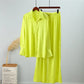 Elegant Satin Women's Matching Sets Casual Long Sleeve Shirt Straight Pants Suit Female  Loose Solid Tops Two Pieces Outfits