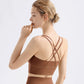 Sports Underwear Double Straps High Strength Shock Absorption Cross Back Nude Fitness Yoga Bra