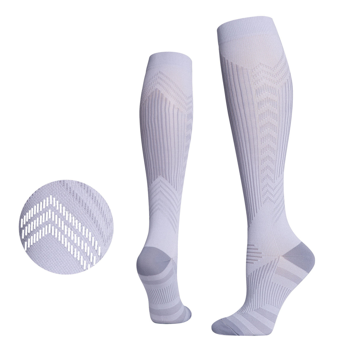 Professional sports pressure socks, running jump rope high leg socks, reflective striped cycling compression socks at night