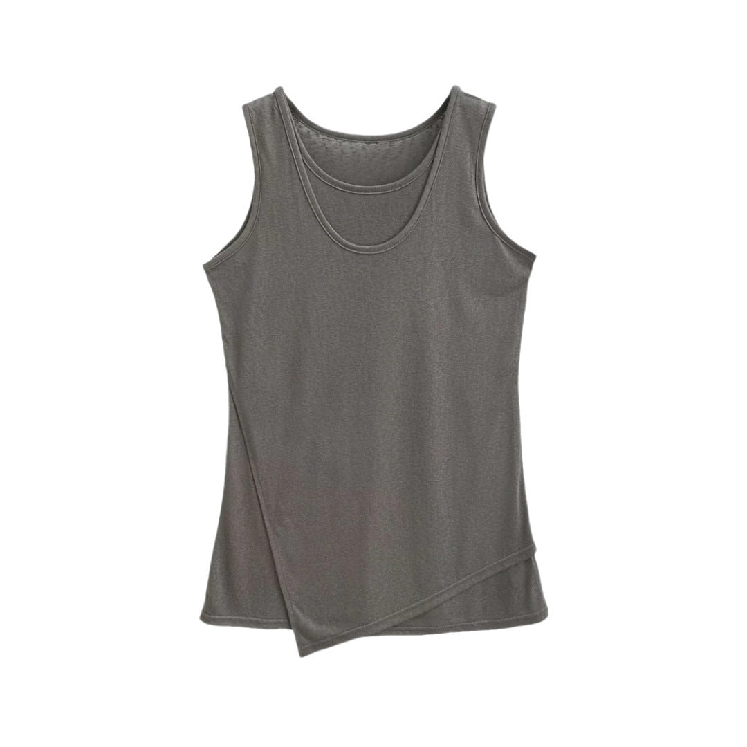 Fake two sports vests women's short top