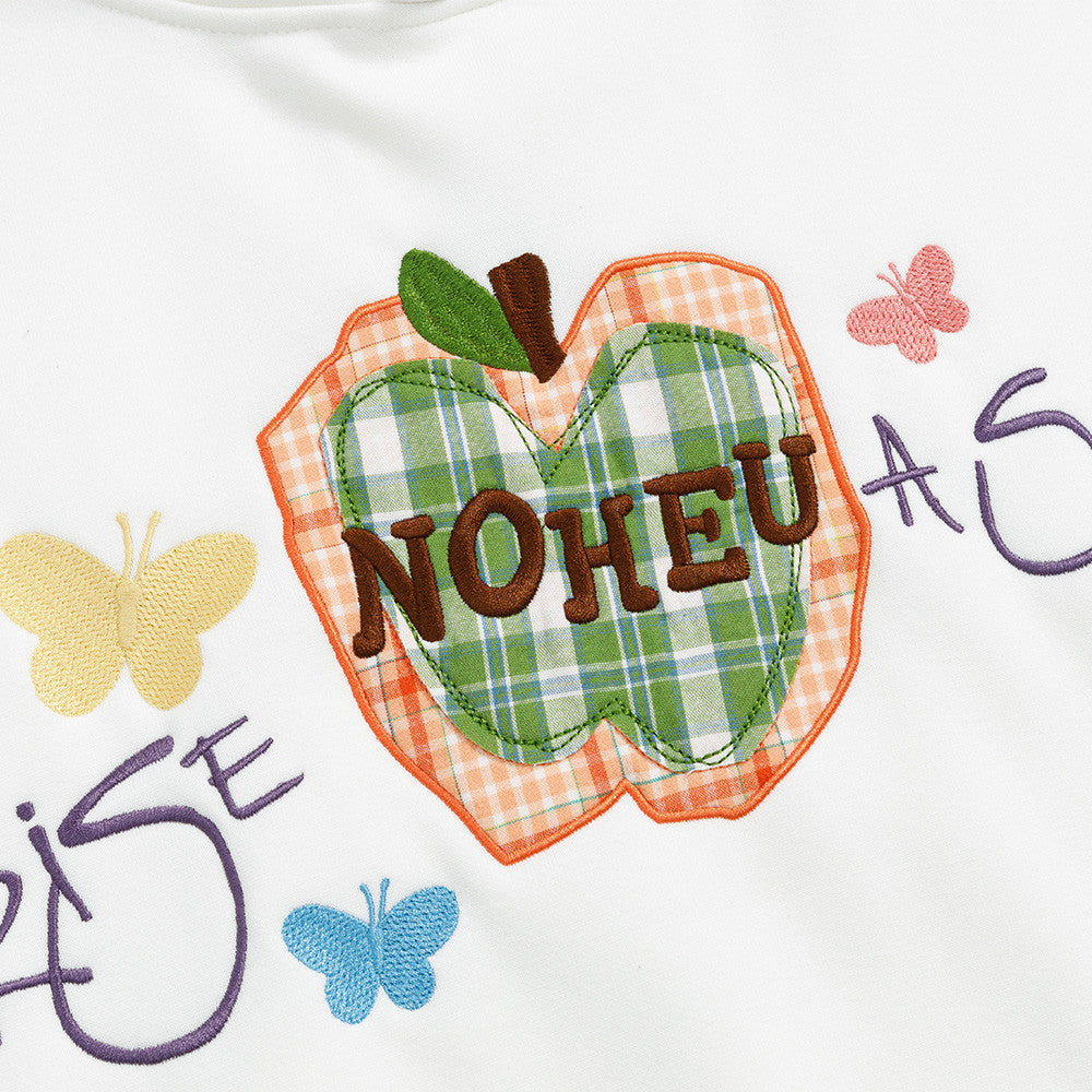 Embroidered and flannel hooded sweatshirt
