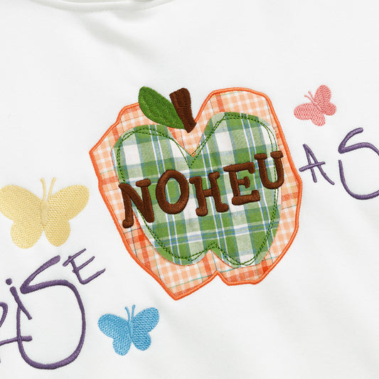 Embroidered and flannel hooded sweatshirt