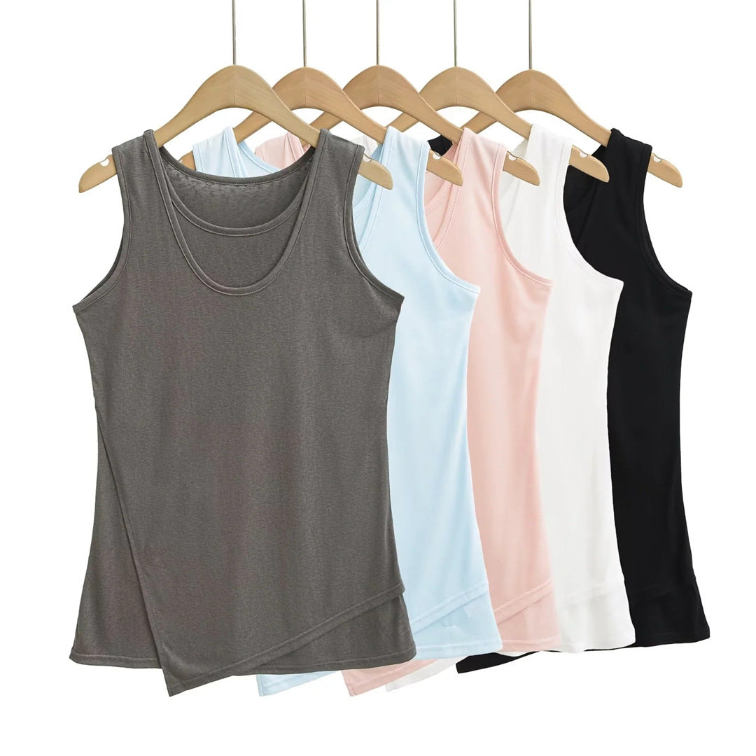 Fake two sports vests women's short top