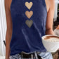 Three heart-shaped printed vests