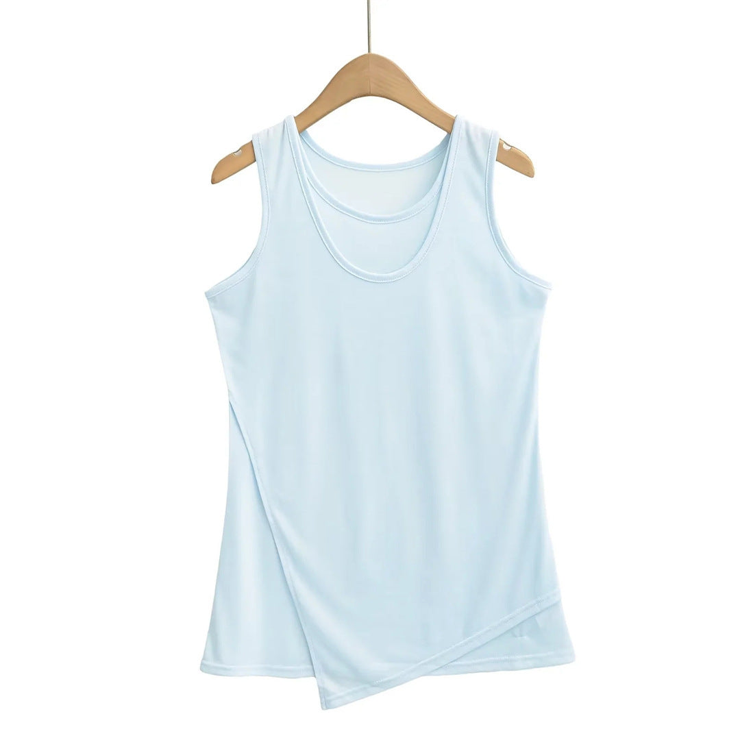 Fake two sports vests women's short top