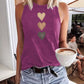 Three heart-shaped printed vests