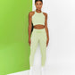 Knitting Fitness Sets Casual Workout Clothes for Women Seamless Double Shoulder Straps Bra Drawstring Push Up Leggings Yoga Suit