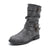 Autumn And Winter New Boots Round Head Flat Bottom Women's Large Smoke Pipe Boots Motorcycle Boots