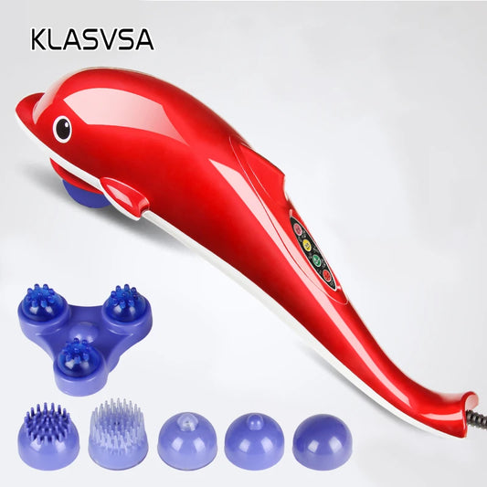 KLASVSA Electric Dolphin Full Body Shiatsu Massager Hammer Shoulder Lumbar Acupressure Vibrator Shoulder Waist Stick Pain Relief
