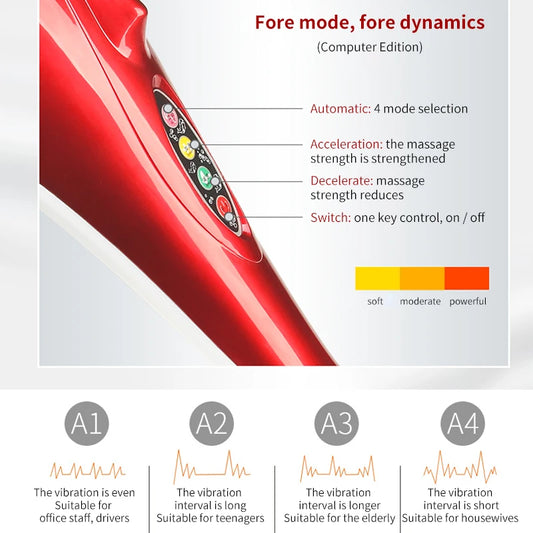 KLASVSA Electric Dolphin Full Body Shiatsu Massager Hammer Shoulder Lumbar Acupressure Vibrator Shoulder Waist Stick Pain Relief